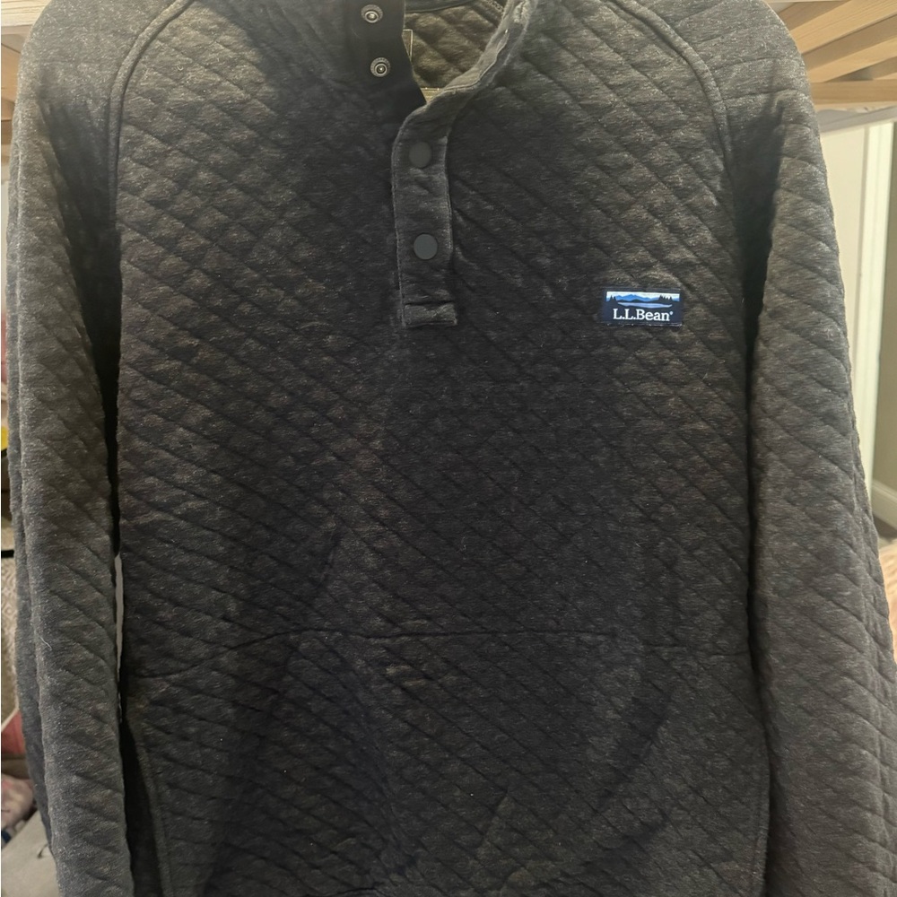 LL bean mens quilted mock neck pullover sweatshirt